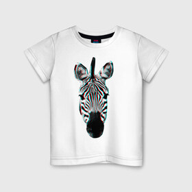 Детская футболка хлопок с принтом Зебра watercolor в Белгороде, 100% хлопок | круглый вырез горловины, полуприлегающий силуэт, длина до линии бедер | Тематика изображения на принте: животные | звери | зебра
