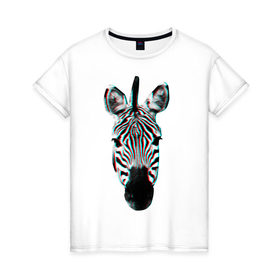 Женская футболка хлопок с принтом Зебра watercolor в Белгороде, 100% хлопок | прямой крой, круглый вырез горловины, длина до линии бедер, слегка спущенное плечо | животные | звери | зебра
