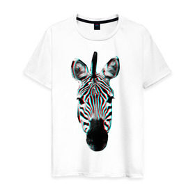 Мужская футболка хлопок с принтом Зебра watercolor в Белгороде, 100% хлопок | прямой крой, круглый вырез горловины, длина до линии бедер, слегка спущенное плечо. | Тематика изображения на принте: животные | звери | зебра