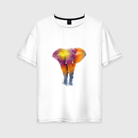 Женская футболка хлопок Oversize с принтом Слон watercolor в Белгороде, 100% хлопок | свободный крой, круглый ворот, спущенный рукав, длина до линии бедер
 | слон