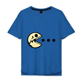 Мужская футболка хлопок Oversize с принтом dead pacman в Белгороде, 100% хлопок | свободный крой, круглый ворот, “спинка” длиннее передней части | игры | мертвый пакман | пакман | череп