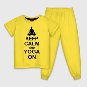 Детская пижама хлопок с принтом Keep calm and yoga on в Белгороде, 100% хлопок |  брюки и футболка прямого кроя, без карманов, на брюках мягкая резинка на поясе и по низу штанин
 | Тематика изображения на принте: йога | ом | спорт