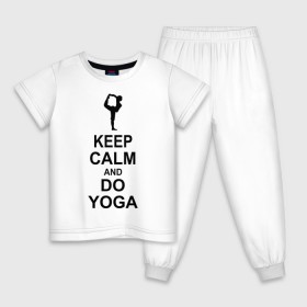 Детская пижама хлопок с принтом Keep calm and do yoga. в Белгороде, 100% хлопок |  брюки и футболка прямого кроя, без карманов, на брюках мягкая резинка на поясе и по низу штанин
 | йога | ом | спорт