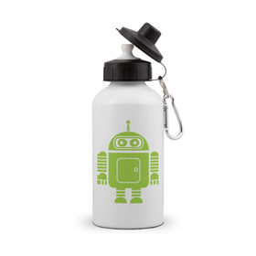 Бутылка спортивная с принтом Android-bender. в Белгороде, металл | емкость — 500 мл, в комплекте две пластиковые крышки и карабин для крепления | админам | андроид | бендер | мультик | мультфильм | ос | робот | футурама