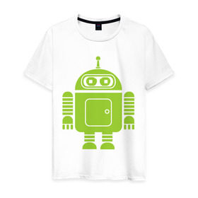 Мужская футболка хлопок с принтом Android-bender. в Белгороде, 100% хлопок | прямой крой, круглый вырез горловины, длина до линии бедер, слегка спущенное плечо. | админам | андроид | бендер | мультик | мультфильм | ос | робот | футурама