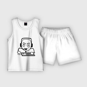 Детская пижама с шортами хлопок с принтом Геймер в Белгороде,  |  | Тематика изображения на принте: игрок | клавиатура | компьютерные игры | мем | человечек