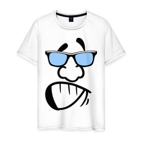 Мужская футболка хлопок с принтом Пижон в Белгороде, 100% хлопок | прямой крой, круглый вырез горловины, длина до линии бедер, слегка спущенное плечо. | smail | пижон | позитывный | смайл | смайл в очках