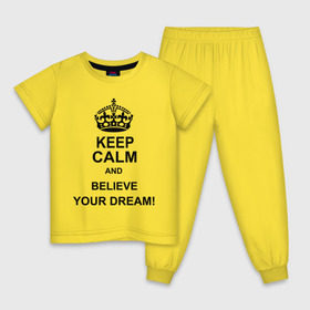 Детская пижама хлопок с принтом Keep calm and believe your dream! в Белгороде, 100% хлопок |  брюки и футболка прямого кроя, без карманов, на брюках мягкая резинка на поясе и по низу штанин
 | believe your dream | keep calm | keep calm and believe your dream