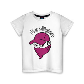 Детская футболка хлопок с принтом Hooligan в Белгороде, 100% хлопок | круглый вырез горловины, полуприлегающий силуэт, длина до линии бедер | hooligan | болельщик | для болельщиков | футбол