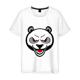 Мужская футболка хлопок с принтом Angry panda - злая панда в Белгороде, 100% хлопок | прямой крой, круглый вырез горловины, длина до линии бедер, слегка спущенное плечо. | панда