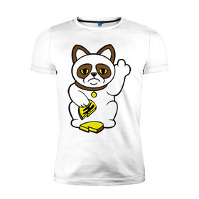 Мужская футболка премиум с принтом Грустный кот – кот неудачи в Белгороде, 92% хлопок, 8% лайкра | приталенный силуэт, круглый вырез ворота, длина до линии бедра, короткий рукав | грустный кот | интернет приколы | кошки | приколы