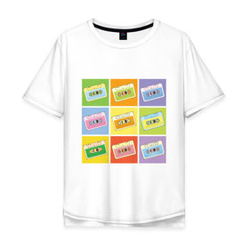 Мужская футболка хлопок Oversize с принтом Кассеты поп-арт в Белгороде, 100% хлопок | свободный крой, круглый ворот, “спинка” длиннее передней части | поп арт