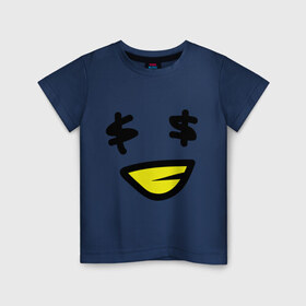 Детская футболка хлопок с принтом Смайл - Бакс в Белгороде, 100% хлопок | круглый вырез горловины, полуприлегающий силуэт, длина до линии бедер | Тематика изображения на принте: smile | бакс | доллар | знак доллара | смайл | смайлик