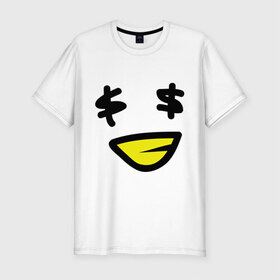 Мужская футболка премиум с принтом Смайл - Бакс в Белгороде, 92% хлопок, 8% лайкра | приталенный силуэт, круглый вырез ворота, длина до линии бедра, короткий рукав | smile | бакс | доллар | знак доллара | смайл | смайлик
