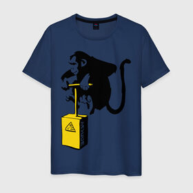Мужская футболка хлопок с принтом TNT monkey (Banksy) в Белгороде, 100% хлопок | прямой крой, круглый вырез горловины, длина до линии бедер, слегка спущенное плечо. | бэнкси | граффити | животные | обезьяна
