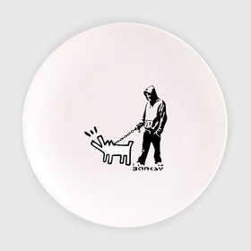 Тарелка 3D с принтом Парень с собакой (Banksy) в Белгороде, фарфор | диаметр - 210 мм
диаметр для нанесения принта - 120 мм | dog | бэнкси | граффити | собака