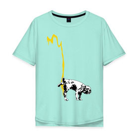 Мужская футболка хлопок Oversize с принтом Peeing dog (Banksy) в Белгороде, 100% хлопок | свободный крой, круглый ворот, “спинка” длиннее передней части | бульдог | бэнкси | граффити | собака
