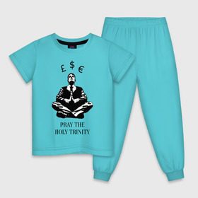 Детская пижама хлопок с принтом Pray the holy trinity в Белгороде, 100% хлопок |  брюки и футболка прямого кроя, без карманов, на брюках мягкая резинка на поясе и по низу штанин
 | banksy | бэнкси | граффтити | деньги | доллар | евро | фунт
