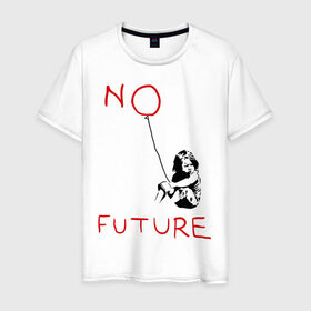 Мужская футболка хлопок с принтом No future Banksy в Белгороде, 100% хлопок | прямой крой, круглый вырез горловины, длина до линии бедер, слегка спущенное плечо. | Тематика изображения на принте: banksy | бэнкси | графити | граффити | стрит арт