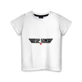 Детская футболка хлопок с принтом Top son в Белгороде, 100% хлопок | круглый вырез горловины, полуприлегающий силуэт, длина до линии бедер | брат | братишка | дети | старший