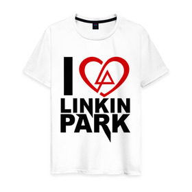 Мужская футболка хлопок с принтом I love linkin park (Я люблю Linkin Park) в Белгороде, 100% хлопок | прямой крой, круглый вырез горловины, длина до линии бедер, слегка спущенное плечо. | rock | линкин парк | музыкальная группа | рок группа | рок музыка