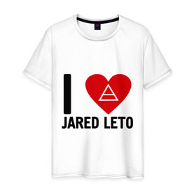 Мужская футболка хлопок с принтом I love Jared Leto в Белгороде, 100% хлопок | прямой крой, круглый вырез горловины, длина до линии бедер, слегка спущенное плечо. | 30 seconds to mars | 30 stm | punk | rock | музыка | панк рок | я люблю джареда лето