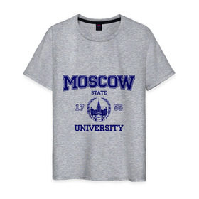 Мужская футболка хлопок с принтом MGU Moscow University в Белгороде, 100% хлопок | прямой крой, круглый вырез горловины, длина до линии бедер, слегка спущенное плечо. | вуз | институт | мгу | студенческие | университет