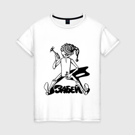 Женская футболка хлопок с принтом Zabey в Белгороде, 100% хлопок | прямой крой, круглый вырез горловины, длина до линии бедер, слегка спущенное плечо | Тематика изображения на принте: буратино | забей