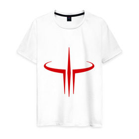 Мужская футболка хлопок с принтом Quake logo в Белгороде, 100% хлопок | прямой крой, круглый вырез горловины, длина до линии бедер, слегка спущенное плечо. | quake | игры | квейк | компьютерные игры