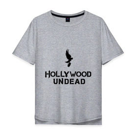 Мужская футболка хлопок Oversize с принтом Hollywood Undead logo в Белгороде, 100% хлопок | свободный крой, круглый ворот, “спинка” длиннее передней части | hollywood undead | hu | hu mask one color | undead | рок реп группа hollywood undead
