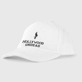 Детская бейсболка с принтом Hollywood Undead logo в Белгороде, 100% хлопок | классический козырек, металлическая застежка-регулятор размера | Тематика изображения на принте: hollywood undead | hu | hu mask one color | undead | рок реп группа hollywood undead