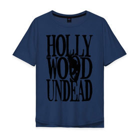 Мужская футболка хлопок Oversize с принтом HollyWoodUndead в Белгороде, 100% хлопок | свободный крой, круглый ворот, “спинка” длиннее передней части | hollywood undead | hu | hu mask one color | undead | птица с гранатой | рок реп группа hollywood undead