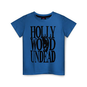 Детская футболка хлопок с принтом HollyWoodUndead в Белгороде, 100% хлопок | круглый вырез горловины, полуприлегающий силуэт, длина до линии бедер | hollywood undead | hu | hu mask one color | undead | птица с гранатой | рок реп группа hollywood undead
