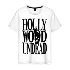 Мужская футболка хлопок с принтом HollyWoodUndead в Белгороде, 100% хлопок | прямой крой, круглый вырез горловины, длина до линии бедер, слегка спущенное плечо. | hollywood undead | hu | hu mask one color | undead | птица с гранатой | рок реп группа hollywood undead