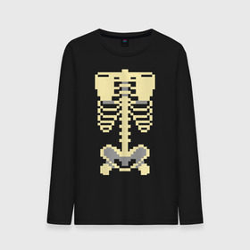 Мужской лонгслив хлопок с принтом Пиксельный скелет в Белгороде, 100% хлопок |  | скелет