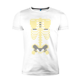 Мужская футболка премиум с принтом Пиксельный скелет в Белгороде, 92% хлопок, 8% лайкра | приталенный силуэт, круглый вырез ворота, длина до линии бедра, короткий рукав | Тематика изображения на принте: скелет