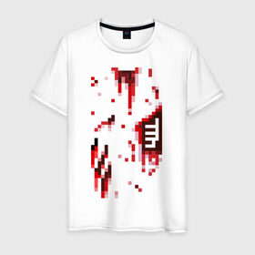 Мужская футболка хлопок с принтом Пиксельные раны в Белгороде, 100% хлопок | прямой крой, круглый вырез горловины, длина до линии бедер, слегка спущенное плечо. | 8 bit | 8 бит | кровотечение | кровь | пиксель | ранение | раны