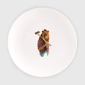 Тарелка с принтом Lion  lumberjack в Белгороде, фарфор | диаметр - 210 мм
диаметр для нанесения принта - 120 мм | голова животного | лев в рубашке | лев с телом человека | лев с топором | тело человека | человек с головой льва