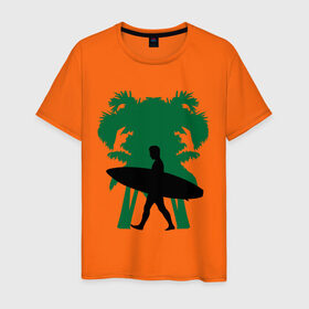 Мужская футболка хлопок с принтом Surfingist в Белгороде, 100% хлопок | прямой крой, круглый вырез горловины, длина до линии бедер, слегка спущенное плечо. | летние | лето | на лето | серфинг | серфингист