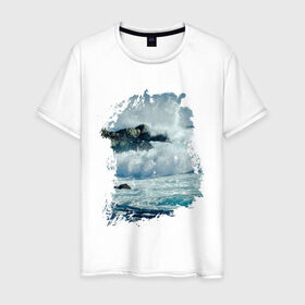 Мужская футболка хлопок с принтом Seaside в Белгороде, 100% хлопок | прямой крой, круглый вырез горловины, длина до линии бедер, слегка спущенное плечо. | летние | лето | море | на лето | океан | побережье