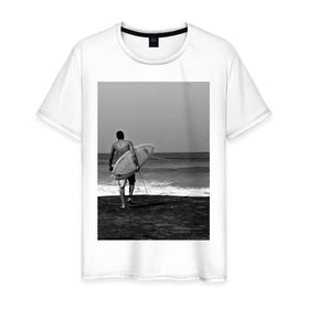 Мужская футболка хлопок с принтом Surfingboy в Белгороде, 100% хлопок | прямой крой, круглый вырез горловины, длина до линии бедер, слегка спущенное плечо. | летние | лето | море | на лето | океан | пляж | серфинг