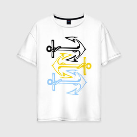 Женская футболка хлопок Oversize с принтом Anchors в Белгороде, 100% хлопок | свободный крой, круглый ворот, спущенный рукав, длина до линии бедер
 | корабль | летние | лето | море | океан | отдых | отпуск | пляж | якорь