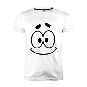 Мужская футболка премиум с принтом Смешная рожица в Белгороде, 92% хлопок, 8% лайкра | приталенный силуэт, круглый вырез ворота, длина до линии бедра, короткий рукав | smile | глаза | рожица | смайл | смайлик
