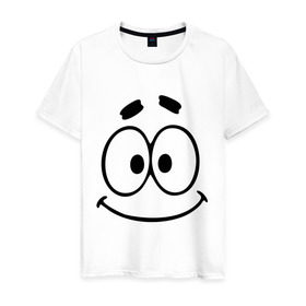 Мужская футболка хлопок с принтом Смешная рожица в Белгороде, 100% хлопок | прямой крой, круглый вырез горловины, длина до линии бедер, слегка спущенное плечо. | smile | глаза | рожица | смайл | смайлик