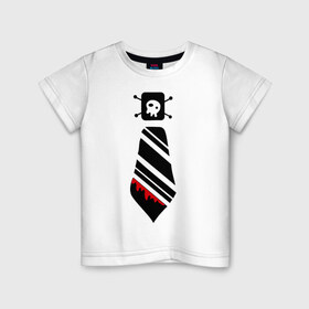 Детская футболка хлопок с принтом Кровавый галстук в Белгороде, 100% хлопок | круглый вырез горловины, полуприлегающий силуэт, длина до линии бедер | кровь | одежда | полосатый галстук | череп