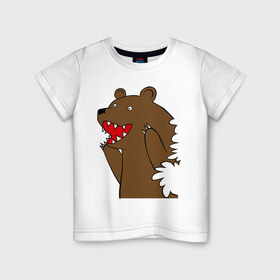 Детская футболка хлопок с принтом Медведь цензурный в Белгороде, 100% хлопок | круглый вырез горловины, полуприлегающий силуэт, длина до линии бедер | интернет приколы | медведь | медведь в кустах | приколы