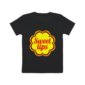 Детская футболка хлопок с принтом Sweet lips в Белгороде, 100% хлопок | круглый вырез горловины, полуприлегающий силуэт, длина до линии бедер | chupa chups | sweet lips | антибренд | сладкие губы | чупа чупс