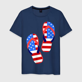 Мужская футболка хлопок с принтом Американские сланцы в Белгороде, 100% хлопок | прямой крой, круглый вырез горловины, длина до линии бедер, слегка спущенное плечо. | америка | американские сланцы | американские шлепки | сланцы | флаг амереки | шлепки
