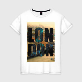 Женская футболка хлопок с принтом London space в Белгороде, 100% хлопок | прямой крой, круглый вырез горловины, длина до линии бедер, слегка спущенное плечо | 