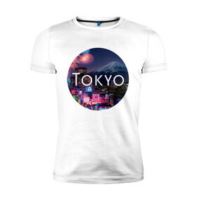Мужская футболка премиум с принтом Tokyo - круг в Белгороде, 92% хлопок, 8% лайкра | приталенный силуэт, круглый вырез ворота, длина до линии бедра, короткий рукав | tokyo | urban | город | города | мировые столицы | токио | урбан | япония